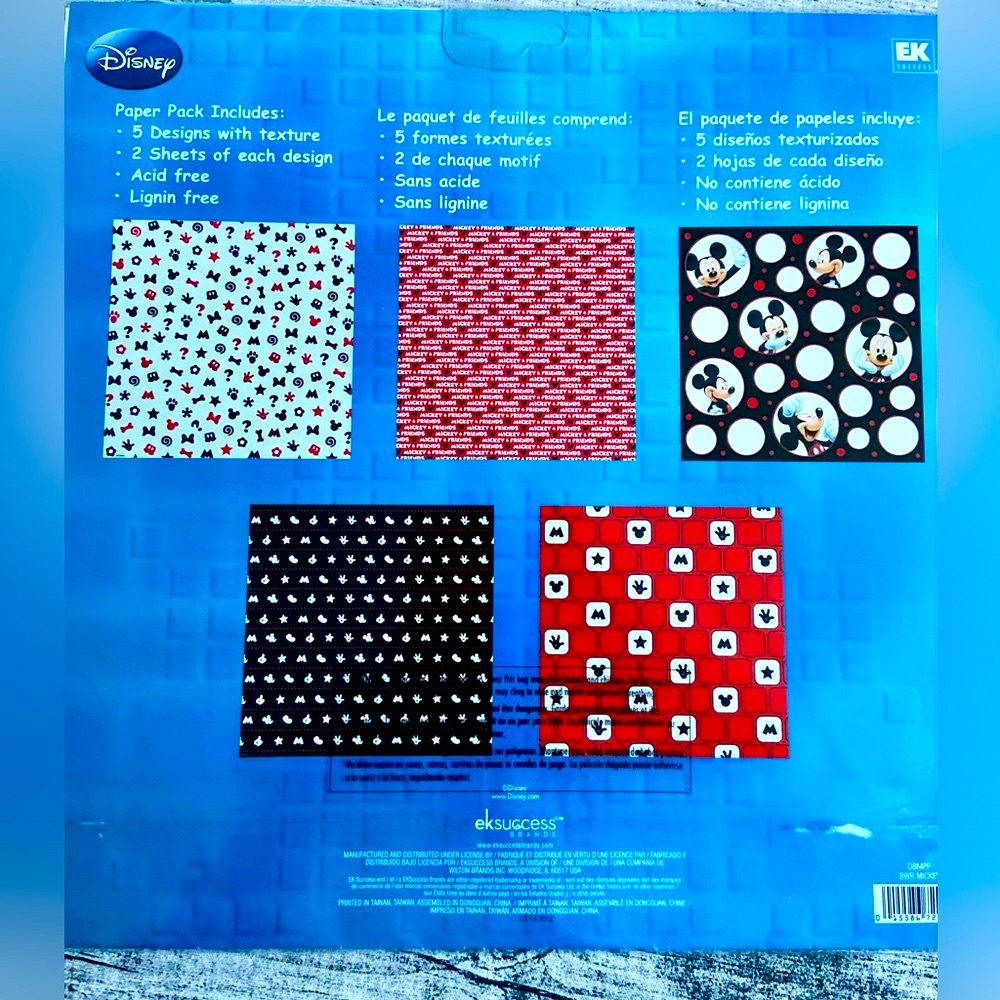 NWT. Paper pack New in packaging. 10 Mickey Mouse textured paper. 12 x 12 in - Picture 3 of 10